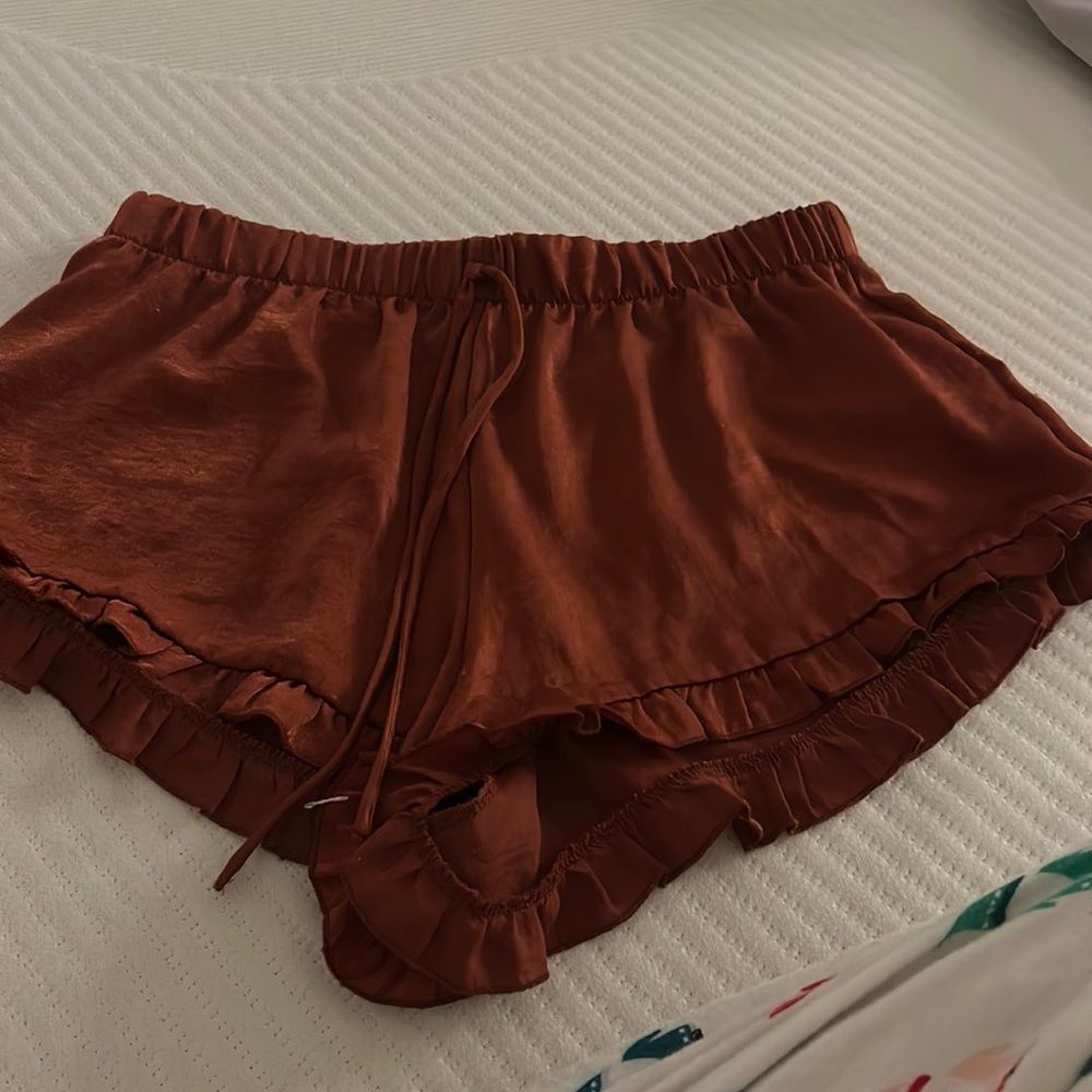silk orangish red shorts